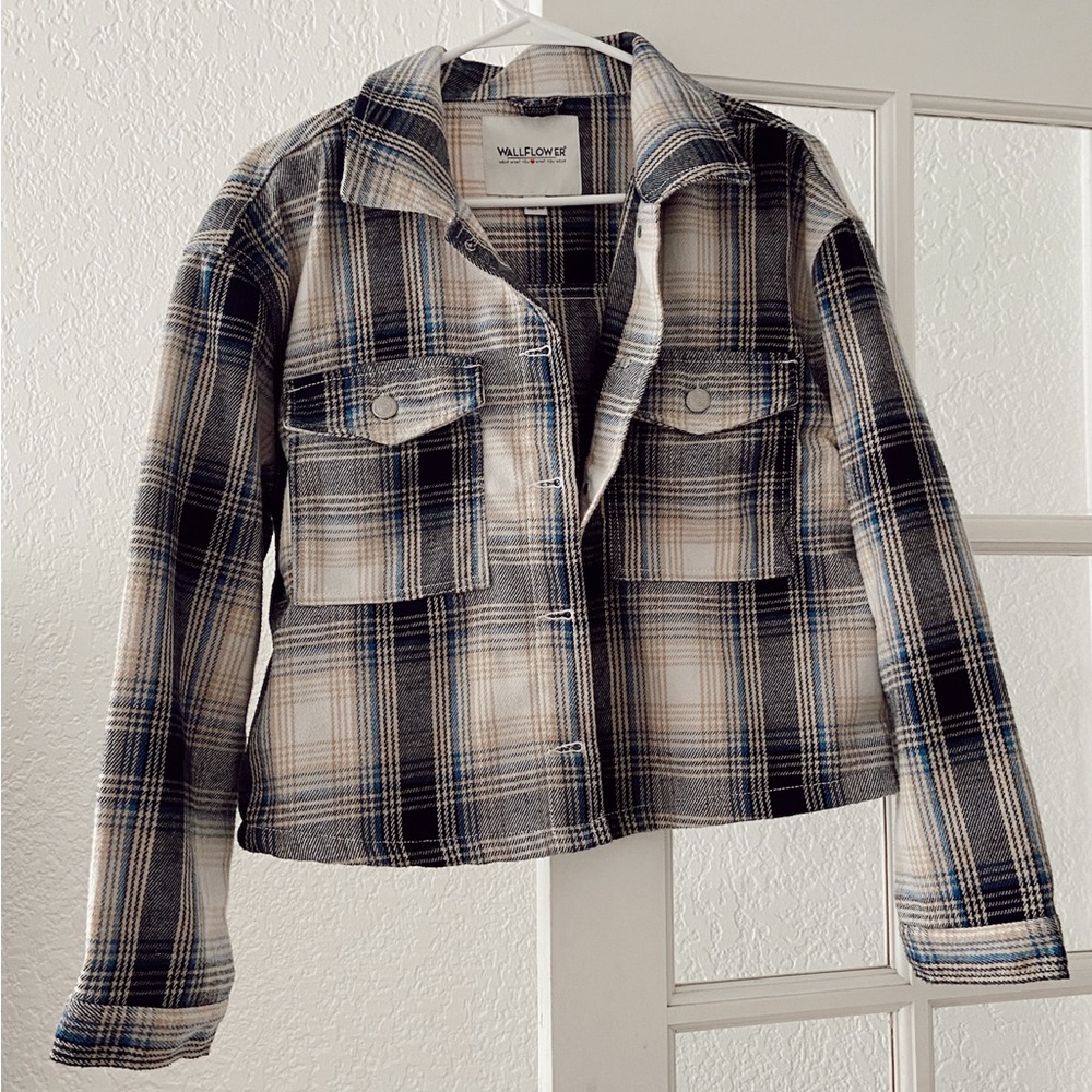 Flannel cropped jacket